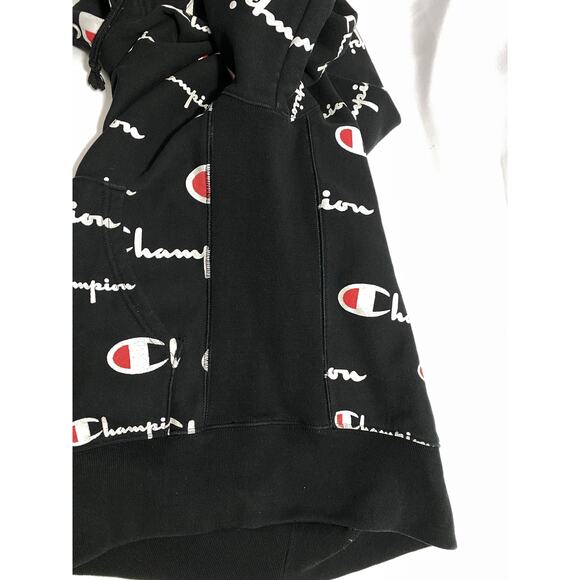 Champion Reverse Weave All Over Logo Pullover Hoodie Iconic Classic Sweatshirt - Picture 9 of 9